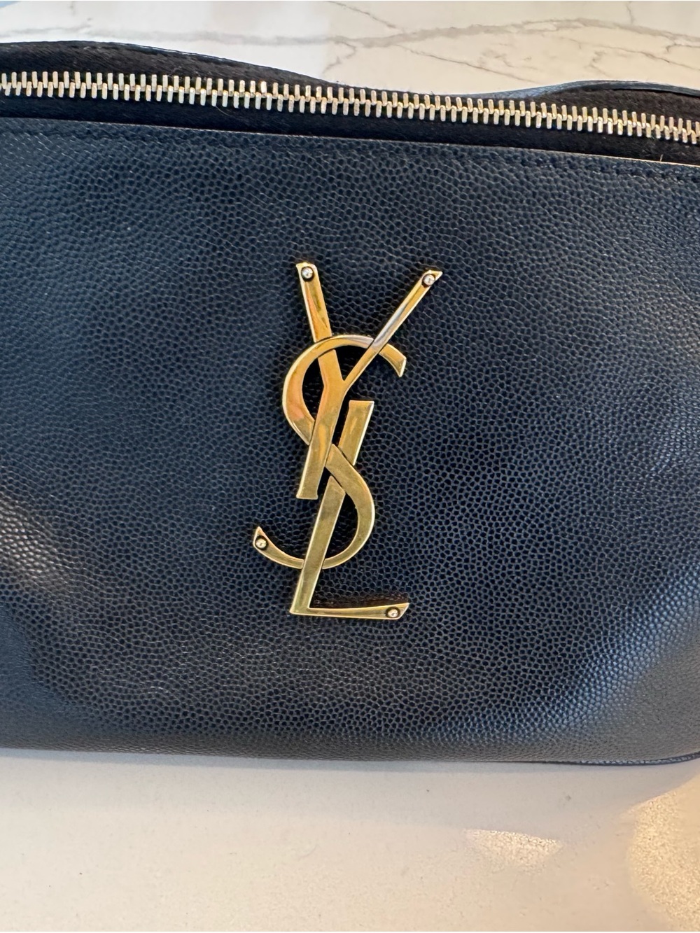 Saint Laurent (YSL) Black Leather belt bag w/ Logo 100 authentic great condition